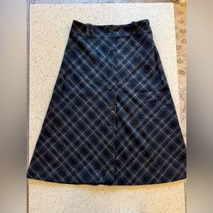 J. Crew Charcoal Gray & Navy Plaid A-Line Wool Blend Skirt - NEVER WORN